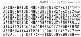 Касса букв, цифр и символов для самонаборного штампа 4мм, англ. буквы, S-624, Shiny